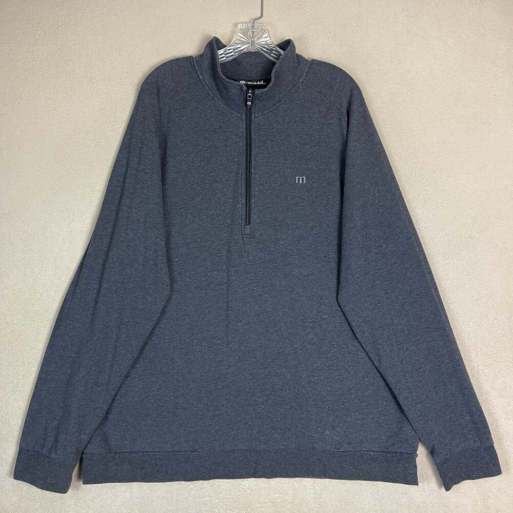 Travis Mathew Pullover Mens XXL Gray 1/4 Zip Golf Mock Neck Regular Fit Preppy‎